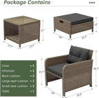 LHBcraft Outdoor Furniture 5 Piece Patio Conversation Set, PE Rattan Patio Set - Image 7