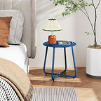 HollyHOME Round Metal Side Table, Rust-Resistant Patio Small Plant Stand - Image 8