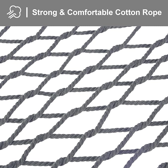 SUNCREAT Double Outdoor Hammock, Polyester Rope Hammock - Image 4