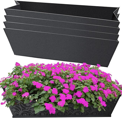 4PCS 30Inch Rectangle Window Box Liner Felt Planter Basket Liner Insert Black by Fantang