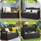 Greesum 80 Gallon Outdoor Storage Bench, Resin Patio Furniture - Image 7