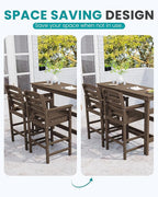 SERWALL Outdoor Bar Table and Chairs Set, Adirondack Bar Chairs Set of 2 and - Image 3