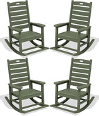 SERWALL Outdoor Rocking Chair Set of 4, Oversized HDPE Patio Rocking Chair by SERWALL