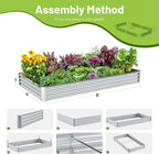 2PCS 8x4x1FT Galvanized Raised Garden Bed, Galvanized Planter Raised Garden - Image 4