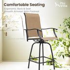 PHI VILLA Outdoor Swivel Bar Stools Set of 2, Bar Height Patio Chairs 30" Seat - Image 7