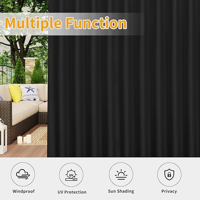 Easy-Going Outdoor Patio Curtains Detachable Tab Top Windproof Weatherproof - Image 5