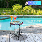Outdoor Side Table Round Small Mosaic Patio Accent Indoor End Plant Coffee Tea - Image 5