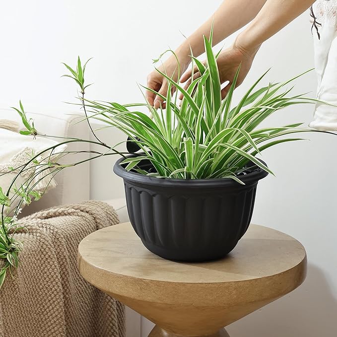 YIKUSH Planters for Outdoor Plants 2 Pack Black Plant Pots - Image 7