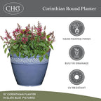 Classic Home and Garden Corinthian Resin Flower Pot Planter, Slate Blue - Image 4