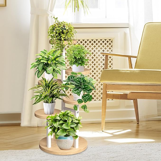 GEEBOBO 5 Tier Plant Stand Indoor, Metal Wood Plant Stands - Image 6