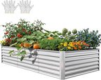 YITAHOME 8x4x2ft Large Raised Garden Bed Kit, Galvanized Metal Planter Box by YITAHOME
