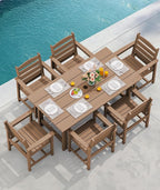 SERWALL Outdoor Dining Set for 6, HDPE Furniture - Image 8