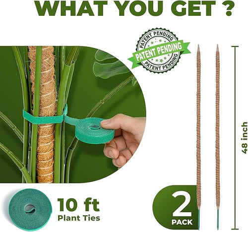 2 Pack 48'' Bendable Moss Pole Monstera Plant Support - Image 2