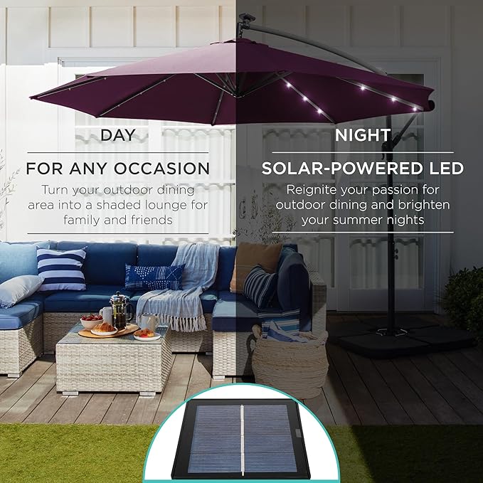 Best Choice Products 10ft Solar LED Offset Cantilever Hanging Market Patio - Image 3
