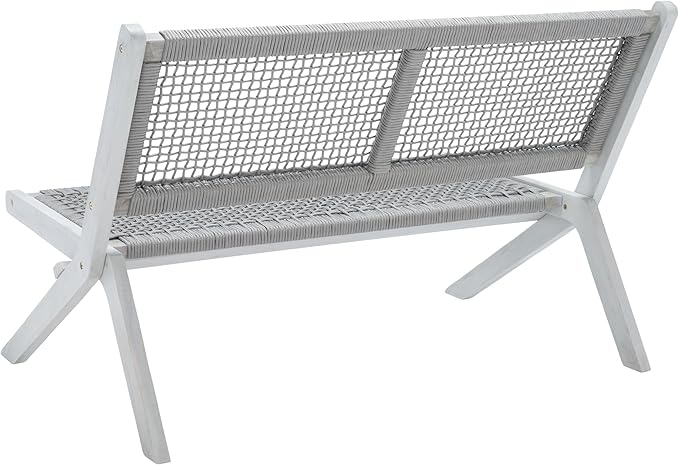 SAFAVIEH Outdoor Collection Kobina Grey Acacia Wood/Grey Rope Foldable Bench - Image 7