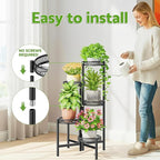 Plant Stand Indoor Outdoor, 5 Tier Corner Metal Flower Display Holder Stand - Image 6