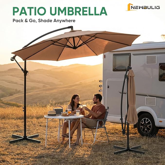 NEWBULIG 10FT Patio Umbrella, Offset Cantilever Outdoor Patio Table Umbrella - Image 9