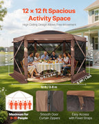 VEVOR Pop up Gazebo Screen Tent, 12 x 12 ft Large 6-Sided Camping Canopy Tent - Image 2