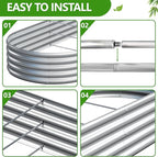 2PCS 8x2x1ft Galvanized Metal Raised Garden Bed Kit, Outdoor Planter Box - Image 5