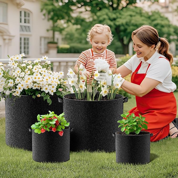 Land Guard 4-Pack Fabric Grow Bags 10 Gallon, Thickened Nonwoven Garden Pots - Image 7