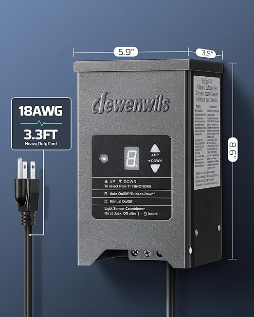 DEWENWILS 150W Low Voltage Landscape Lighting Transformer, 120V to 12/15V AC - Image 8