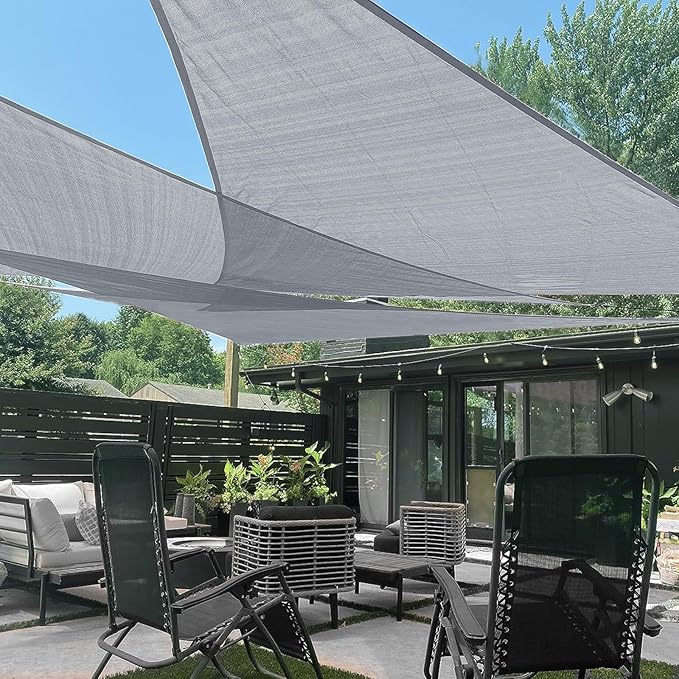 LOVE STORY Custom Size 5'x6'x7.8' Silver Grey Sun Shade Sail Triangle Sunshade by LOVESTORY