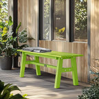 VINGLI 47” Outdoor Bench Garden Bench HDPE Porch Bench w/Metal Legs, Poly - Image 7
