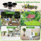 Quarut 4 Pack 8 inch Plant Pot, Upgrade Whiskey Barrel Planters - Image 4