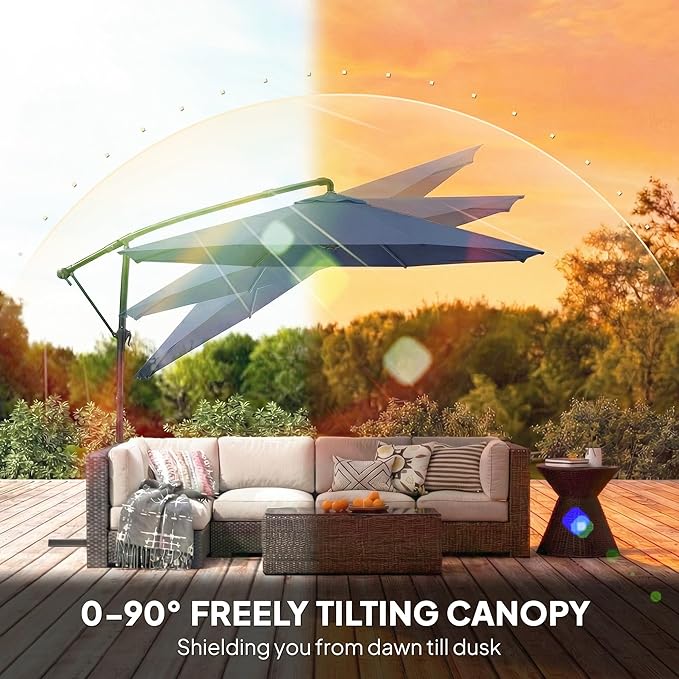 Outsunny 10 ft Offset Patio Umbrella - Image 4