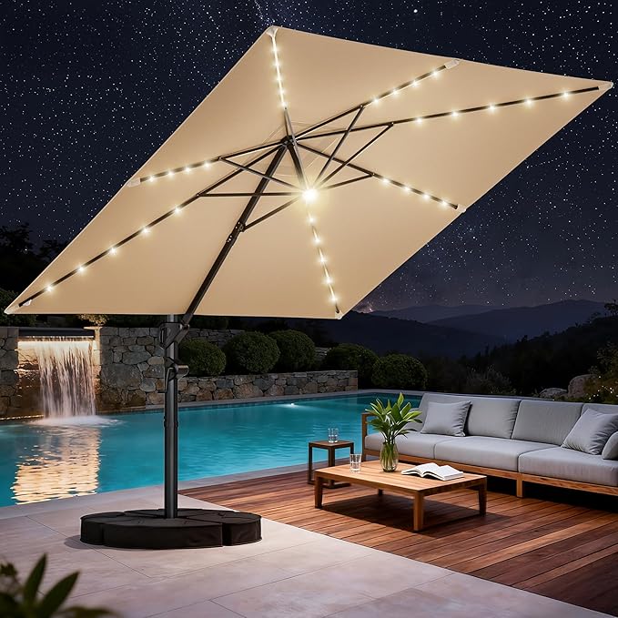 HOMSHADE 10 ft Square Cantilever Patio Umbrella by HOMSHADE