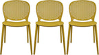 2xhome Set of 3 Patio Dining Chairs | Modern Stackable Outdoor Pool Side Chair by 2xhome