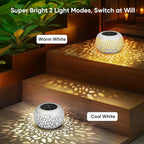 Solar Lanterns Outdoor Waterproof: 2 Pack White Hollow Out Metal Solar Lights - Image 3