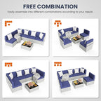 Pamapic 7 Piece Outdoor Sectional Sofa Set, All-Weather Patio Furniture - Image 6