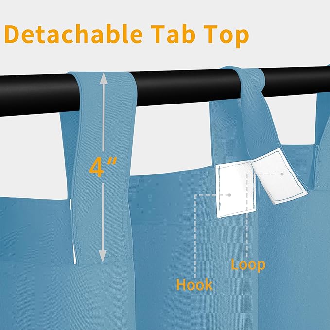 Easy-Going Outdoor Patio Curtains Detachable Tab Top Windproof Weatherproof - Image 2