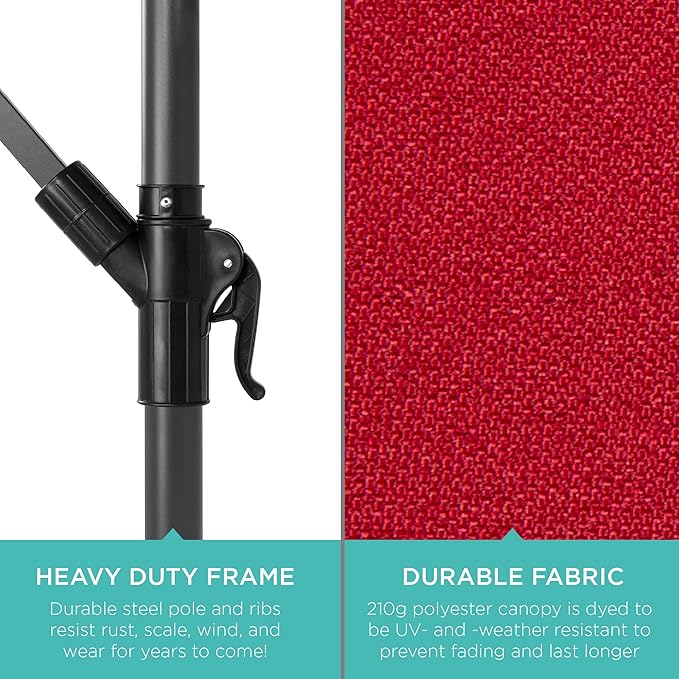 Best Choice Products 10ft Offset Hanging Market Patio Umbrella w/Easy Tilt - Image 6