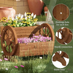 Wooden Wagon Planter Flower Cart - Image 3