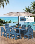 SERWALL 11-Piece Outdoor Dining Set, All Weather HDPE Outdoor Furniture Set - Image 3