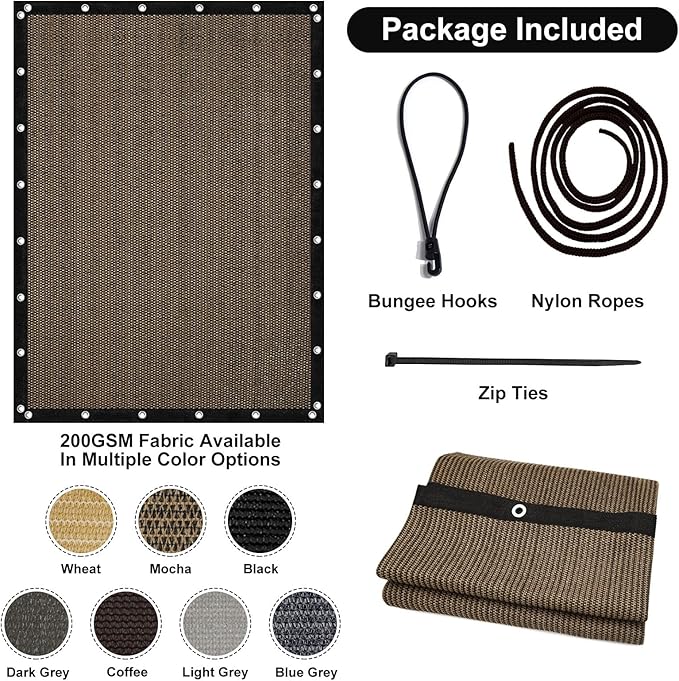 Artpuch 90% Sun Shade Cloth, 4 x 10 FT Pergola Shade Cover Canopy - Image 7