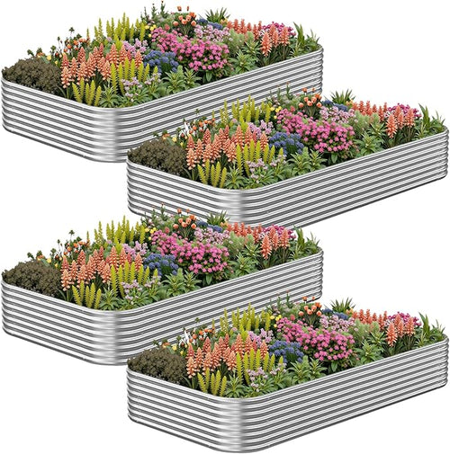 4 Pack Corrugated Galvanized Steel Raised Garden Bed Outdoor, Metal Above by CATMANOR