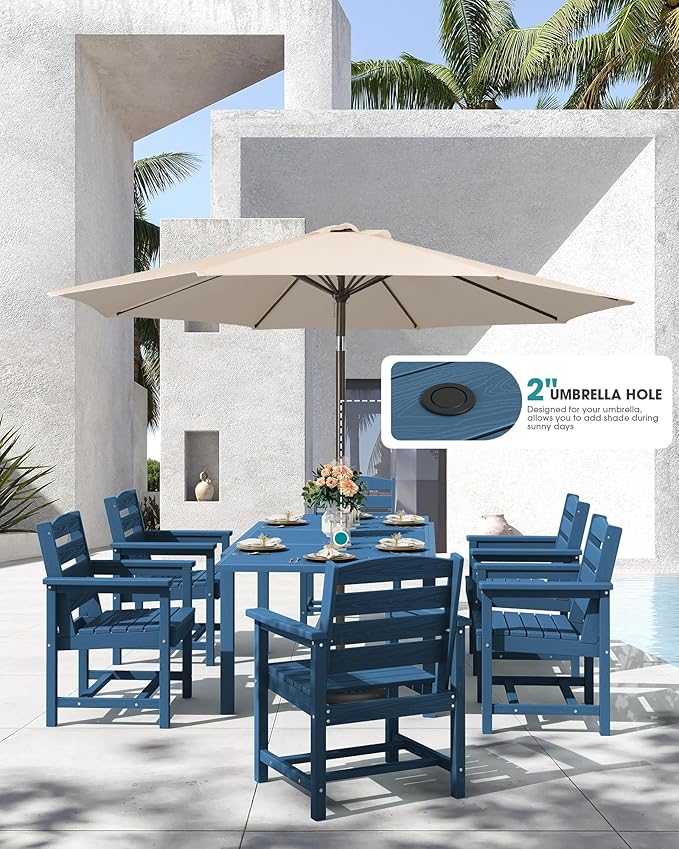 SERWALL 7-Piece Patio Dining Sets, All Weather HDPE Outdoor Furniture Set - Image 3