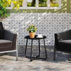 HollyHOME Round Metal Side Table, Rust-Resistant Patio Small Plant Stand - Image 10