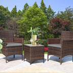 Greesum 3 Pieces Patio Furniture Sets Outdoor PE Rattan Wicker Chairs - Image 2