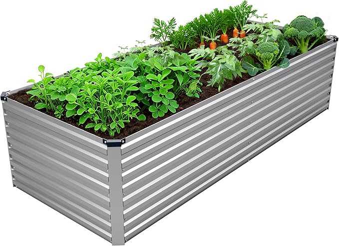 8x2x2FT Galvanized Raised Garden Bed Kit, Vegetable Plant Boxes-Rectangle Metal by DIIYIV