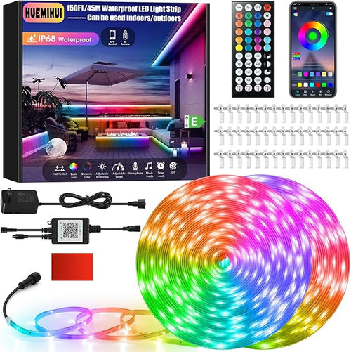 150Ft Outdoor LED Strip Lights, IP68 Waterproof Color Changing RGB LED Light by HUEMIHUI