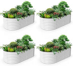 A ANLEOLIFE 4-Set 8X4X2 ft Galvanized Raised Garden Bed Kit, Oval Metal Deep by AAnleolife