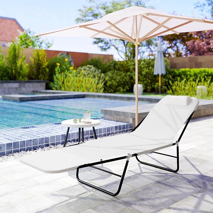 Outsunny Folding Chaise Lounge Chair, Pool Sun Tanning Chair, Outdoor Lounge - Image 8