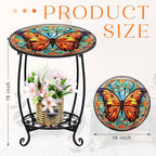 Outdoor Side Table Round Small Mosaic Patio Accent Indoor End Plant Coffee Tea - Image 3