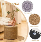 Wimarsbon Round Pouf Ottomans, Handwoven Natural Water Hyacinth Seagrass Pouffe - Image 4