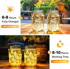 GIGALUMI Solar Mason Jar Lights, 12 Pack 30 Led String Fairy Lights Garden - Image 5