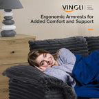 VINGLI 56" Oversized Chaise Lounge Chair, Dark Grey Comfy Corduroy Chaise Sofa - Image 5